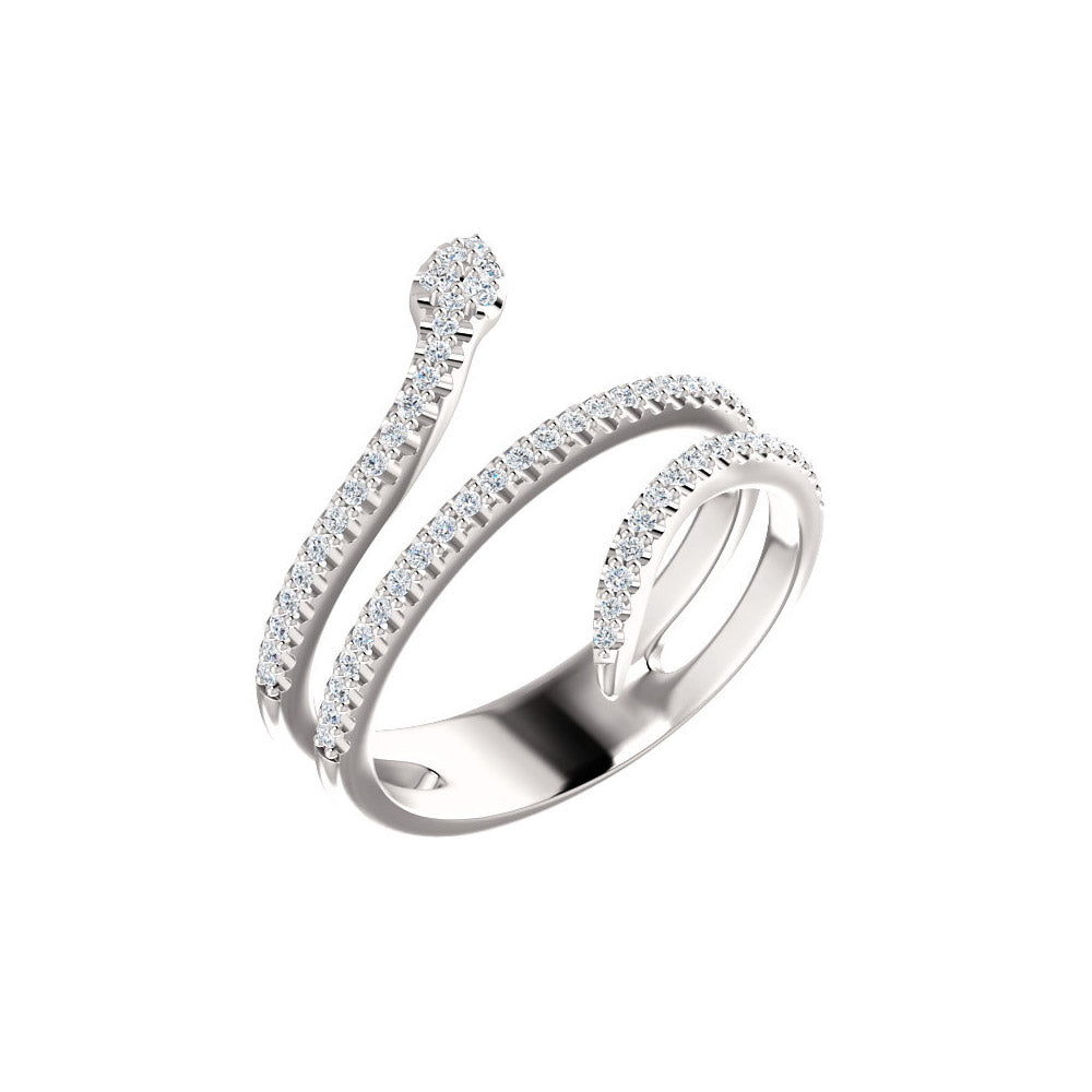 14k White Gold Diamond Snake Fashion Ring