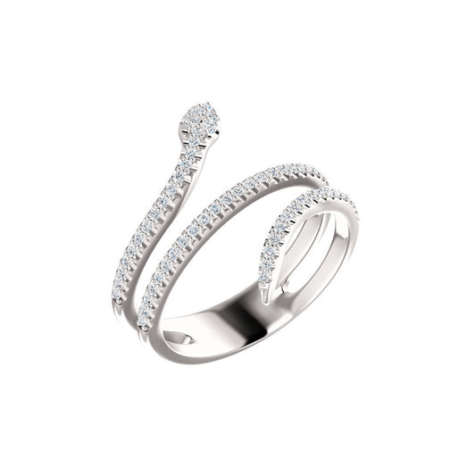 14k White Gold Diamond Snake Fashion Ring