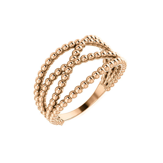 14k Rose Gold Beaded Fashion Ring