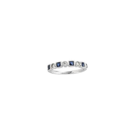 14k White Gold Diamond and Sapphire Stackable Ring