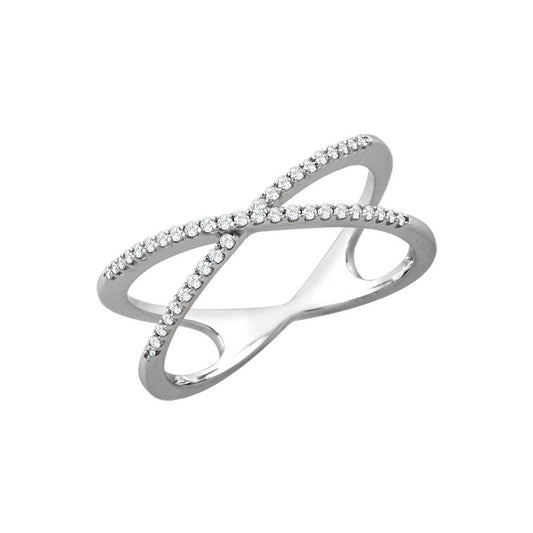 14k White Gold Diamond Criss Cross Ring