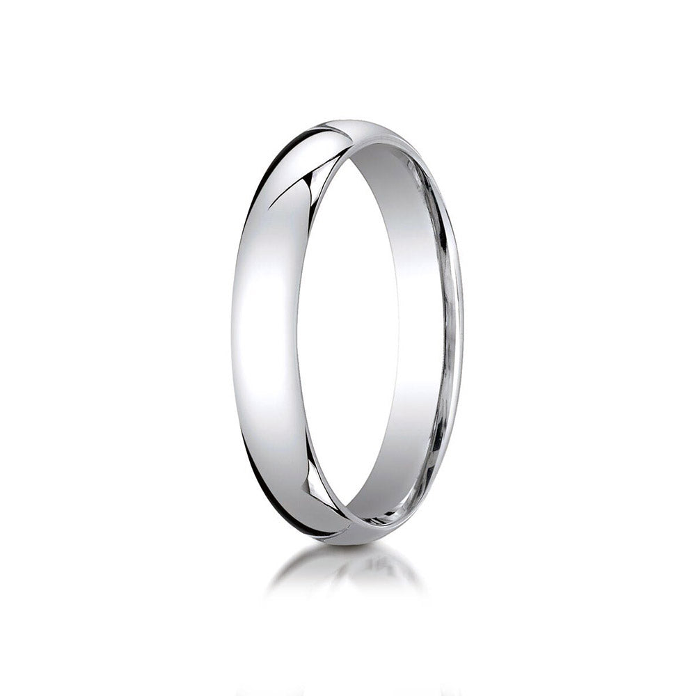 18K White Gold 4mm Slightly Domed Standard Comfort-Fit Wedding Band