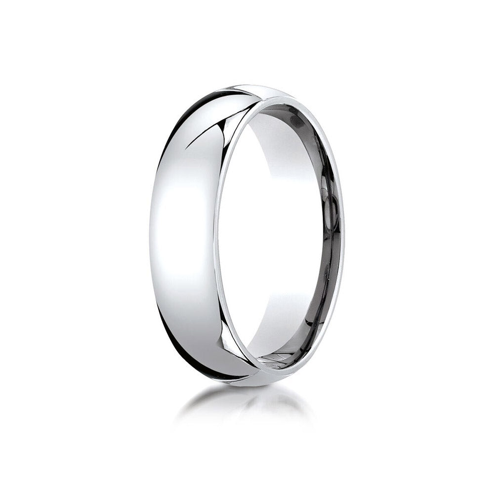 14K White Gold 6mm Slightly Domed Standard Comfort-Fit Wedding Band