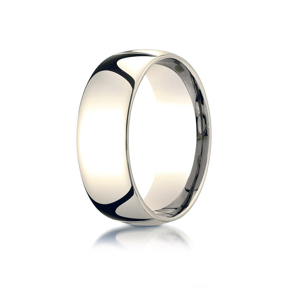 18K Yellow Gold 8mm Slightly Domed Standard Comfort-Fit Wedding Band