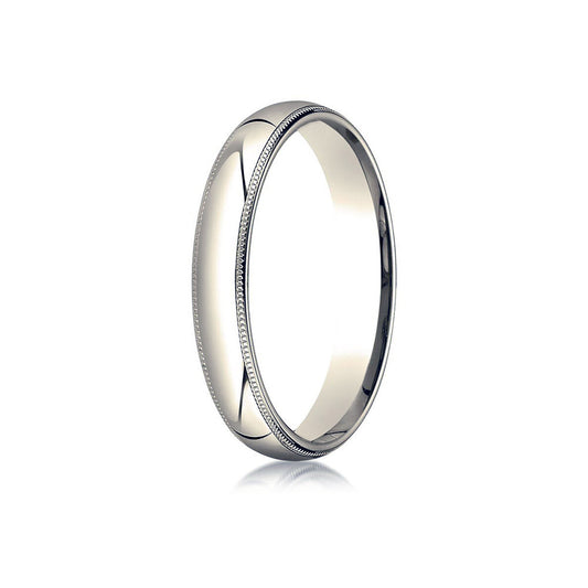 10K Yellow Gold 4mm Slightly Domed Standard Comfort-Fit Wedding Band with Milgrain