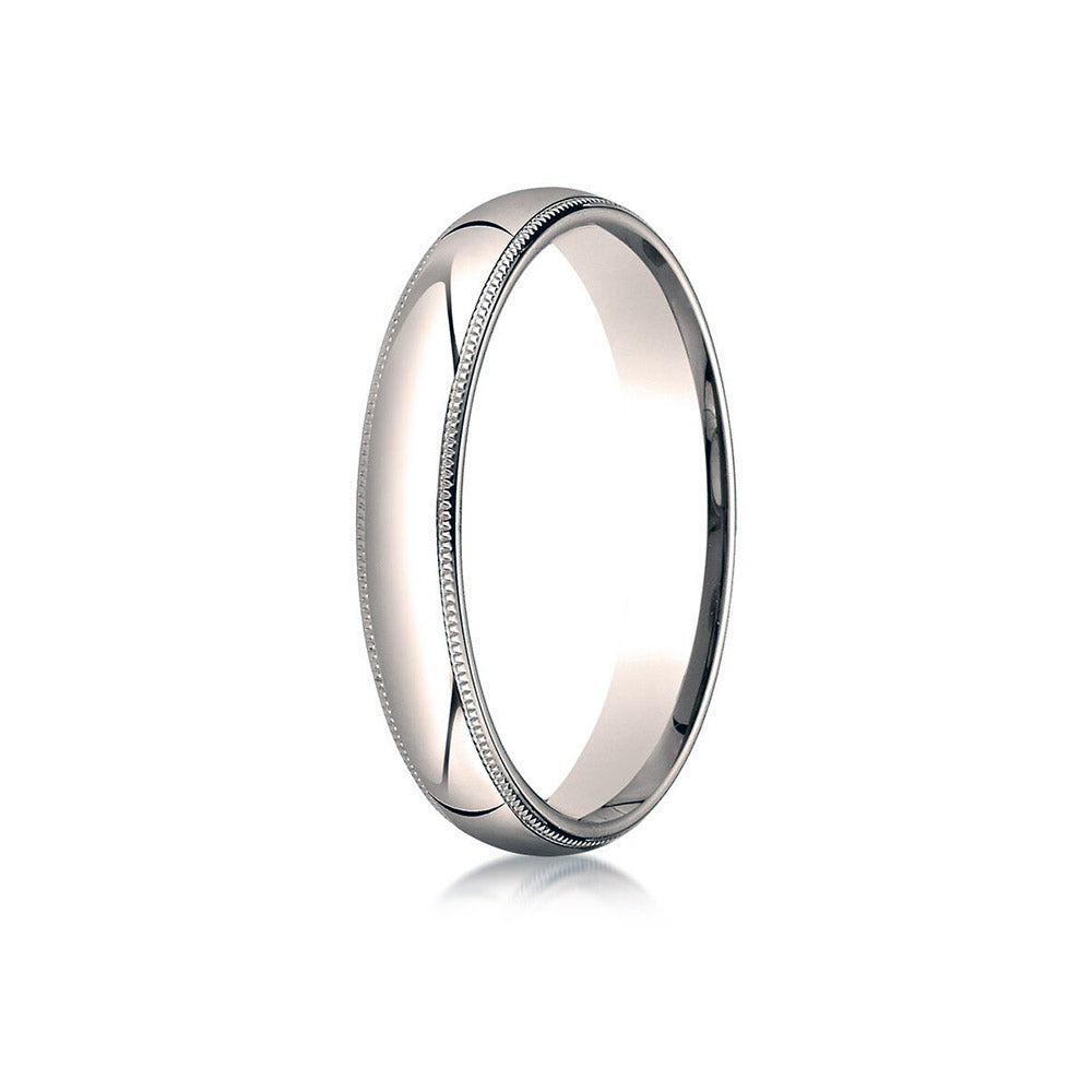 14K Rose Gold 4mm Slightly Domed Standard Comfort-Fit Wedding Band with Milgrain