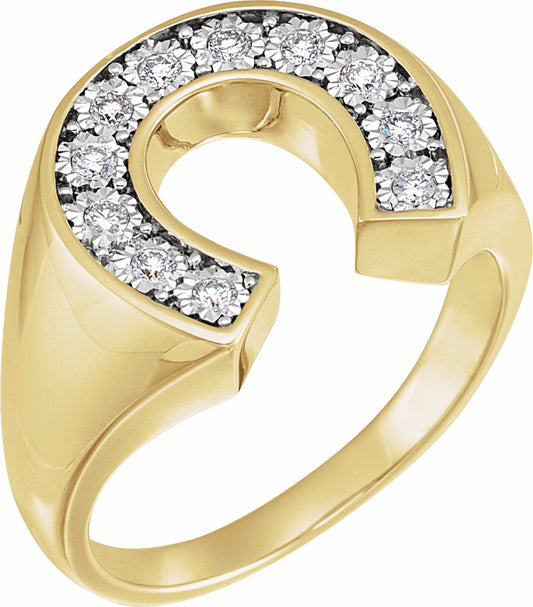 14K Yellow & White 1/4 CTW Diamond Men's Horseshoe Ring