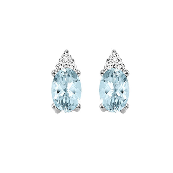 Gems One 10Kt White Gold Diamond (1/20Ctw) & Aquamarine (5/8 Ctw) Earring