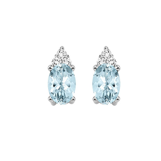 Gems One 10Kt White Gold Diamond (1/20Ctw) & Aquamarine (5/8 Ctw) Earring