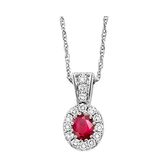 Gems One 14Kt White Gold Diamond (1/8Ctw) & Ruby (1/6 Ctw) Pendant