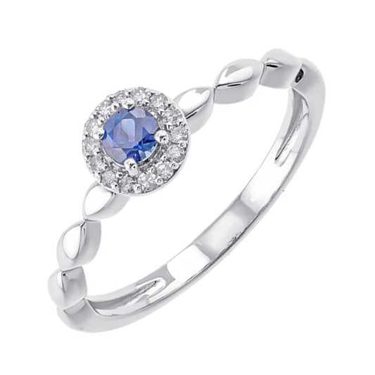 Gems One 10Kt White Gold Diamond (1/12Ctw) & Sapphire (1/5 Ctw) Ring