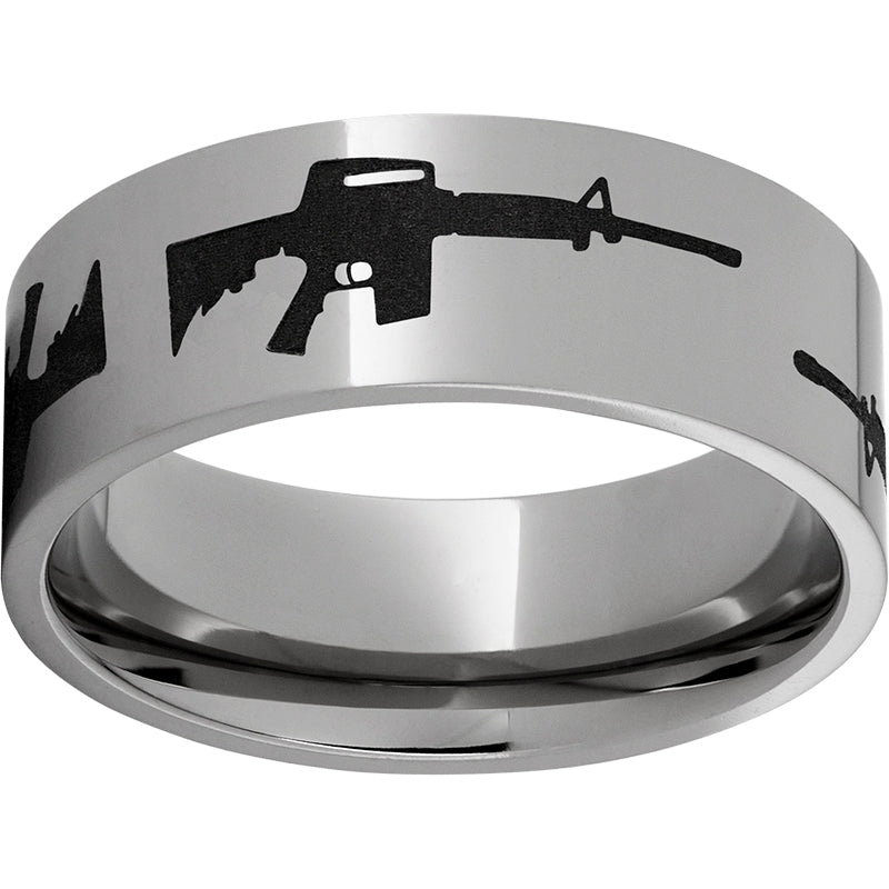 Titanium Flat Band with AR-15 Laser Engraving