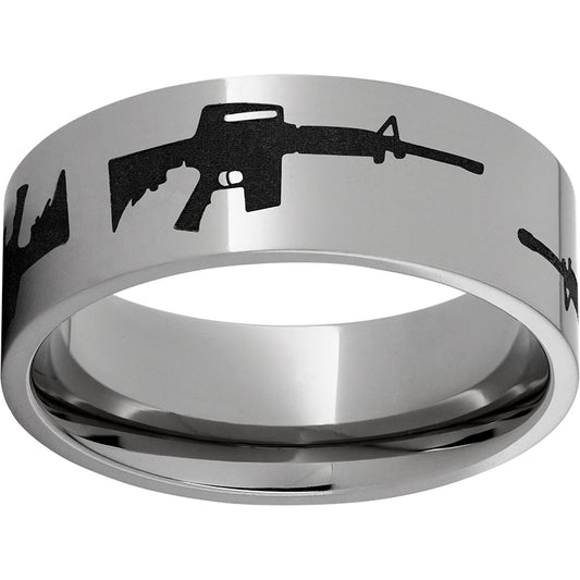 Titanium Flat Band with AR-15 Laser Engraving