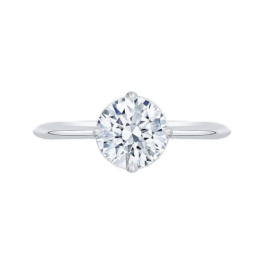 Shah Luxury 14K White Gold Round Diamond Engagement Ring (Semi-Mount)