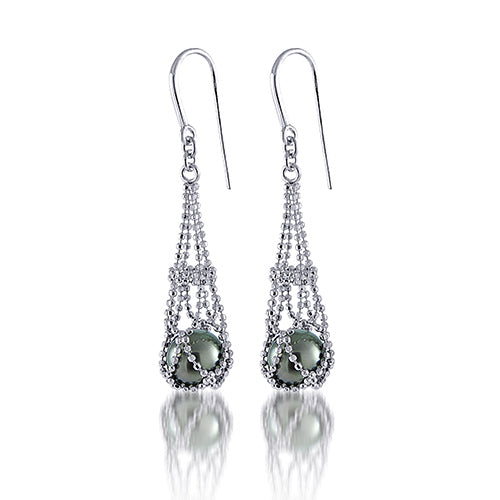 Imperial Pearl Sterling Silver Tahitian Pearl Lace Earrings