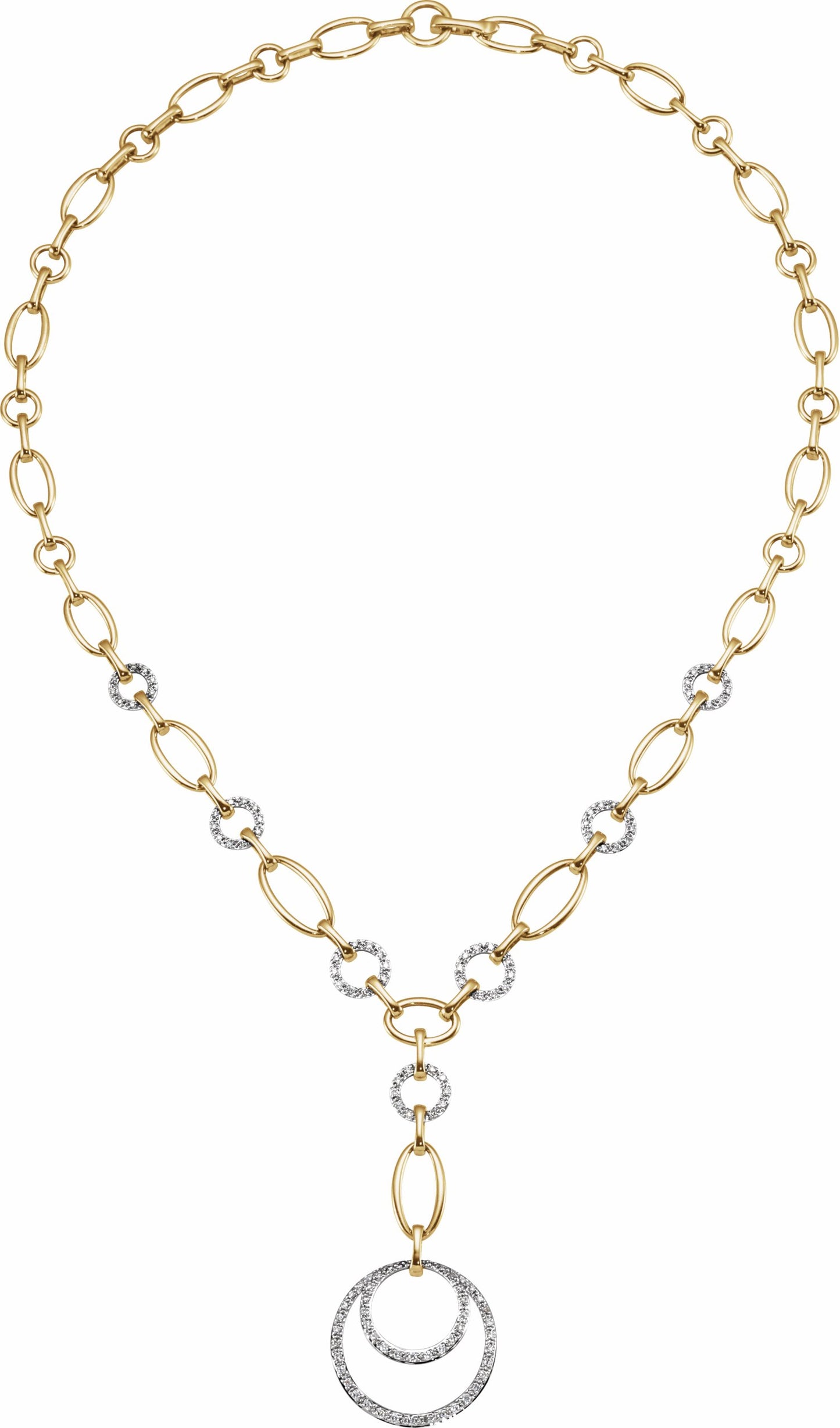 14K Yellow & 14K White 5/8 CTW Diamond 16 Necklace with 2 Drop