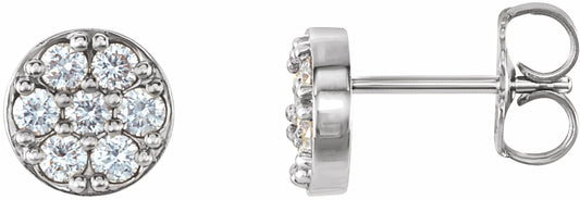 14K White 3/8 CTW Diamond Cluster Earrings