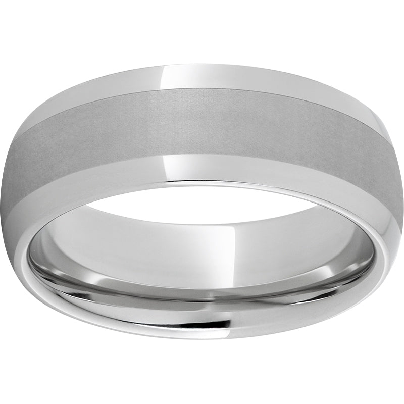 Serinium Domed Band with a 4mm Laser Satin Strip