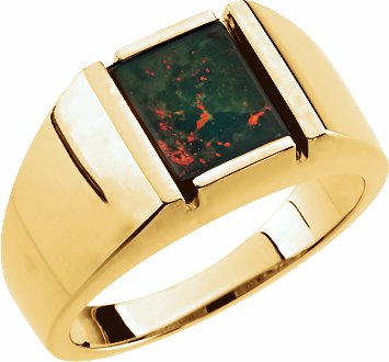 14K Yellow Bloodstone Men's Ring