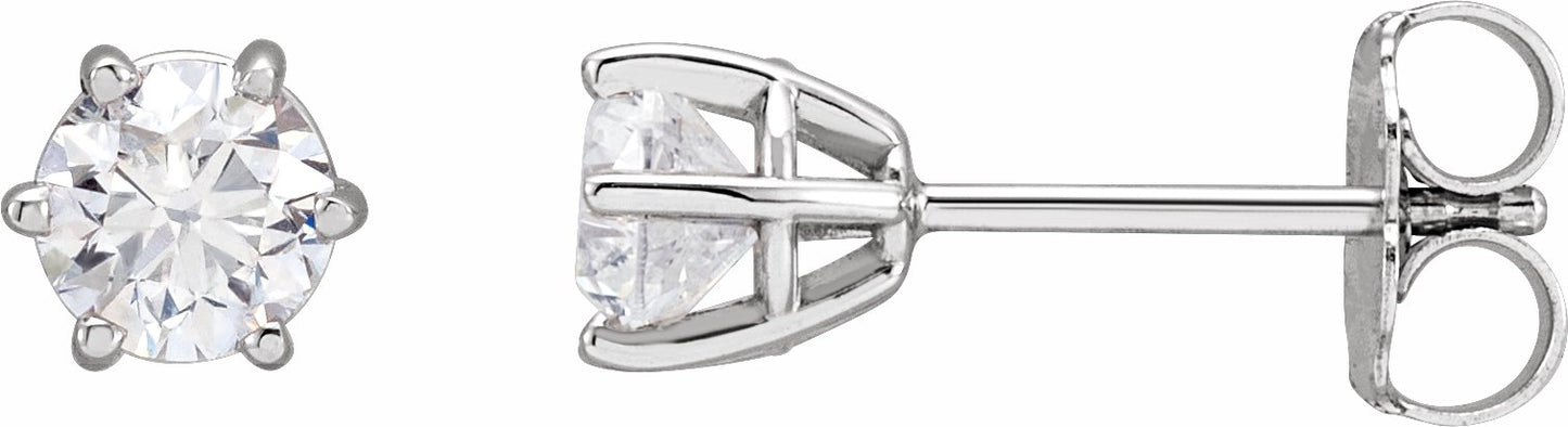 14K White 4.5 mm I3 3/4 CTW Diamond 6-Prong Wire Basket Earrings