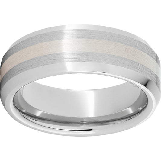 Serinium Beveled Edge Band with a 2mm Sterling Silver Inlay