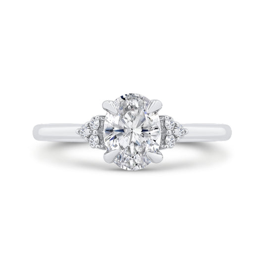 Shah Luxury 14K Two Tone Gold Three Stone Plus Round Diamond Engagement Ring