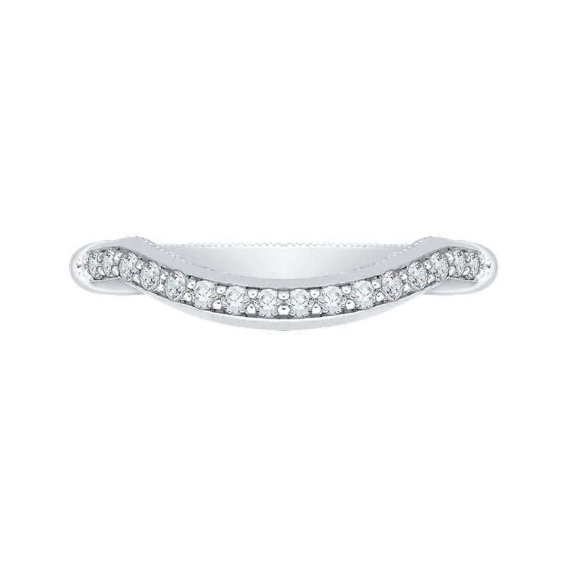 Shah Luxury 14K White Gold Round Diamond Wedding Band