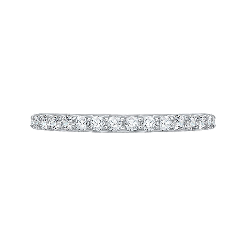 Shah Luxury 14K White Gold Round Diamond Wedding Band