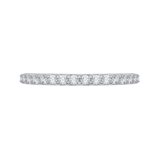 Shah Luxury 14K White Gold Round Diamond Wedding Band