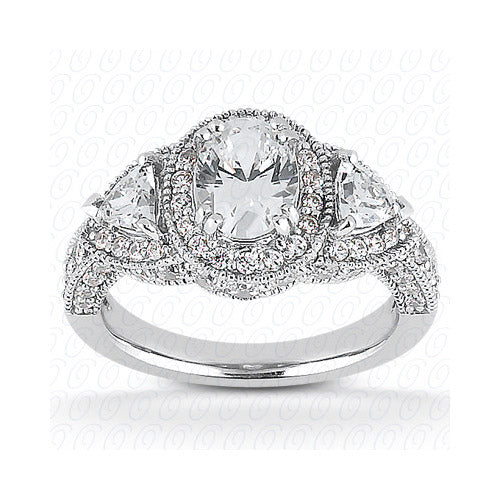 14k White Gold Diamond Semi-Mount 3 Stone Engagement Ring