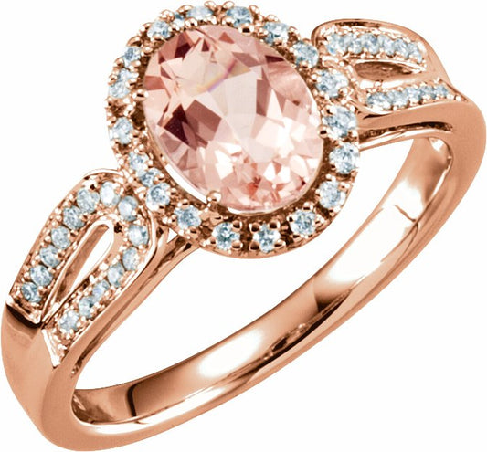 14K Rose Morganite & 1/5 CTW Diamond Ring
