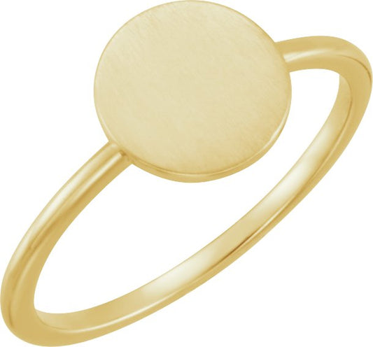 14K Yellow Round Engravable Ring