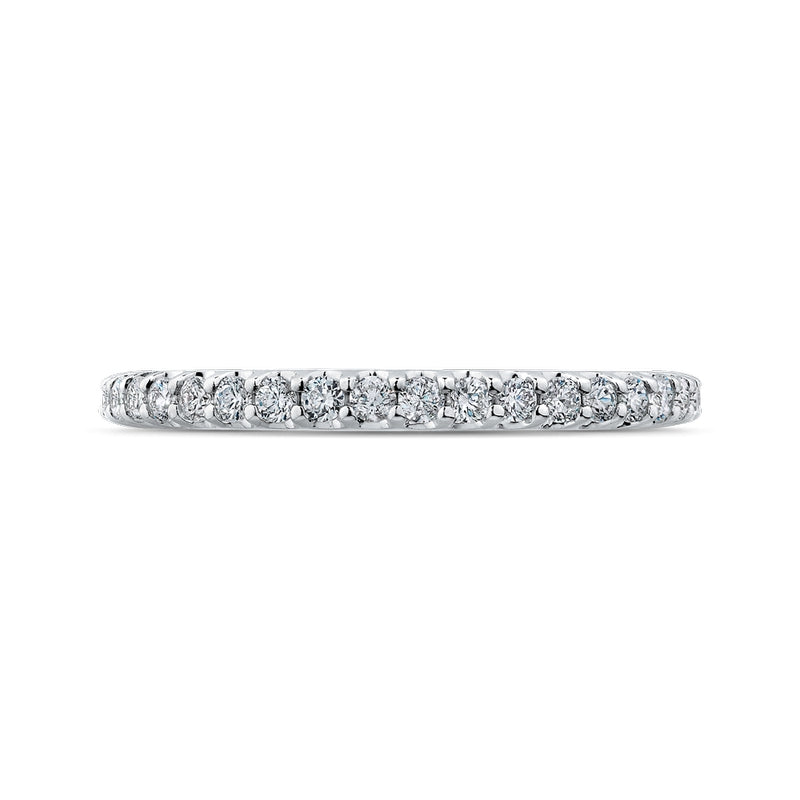 Shah Luxury 14K White Gold Round Diamond Wedding Band