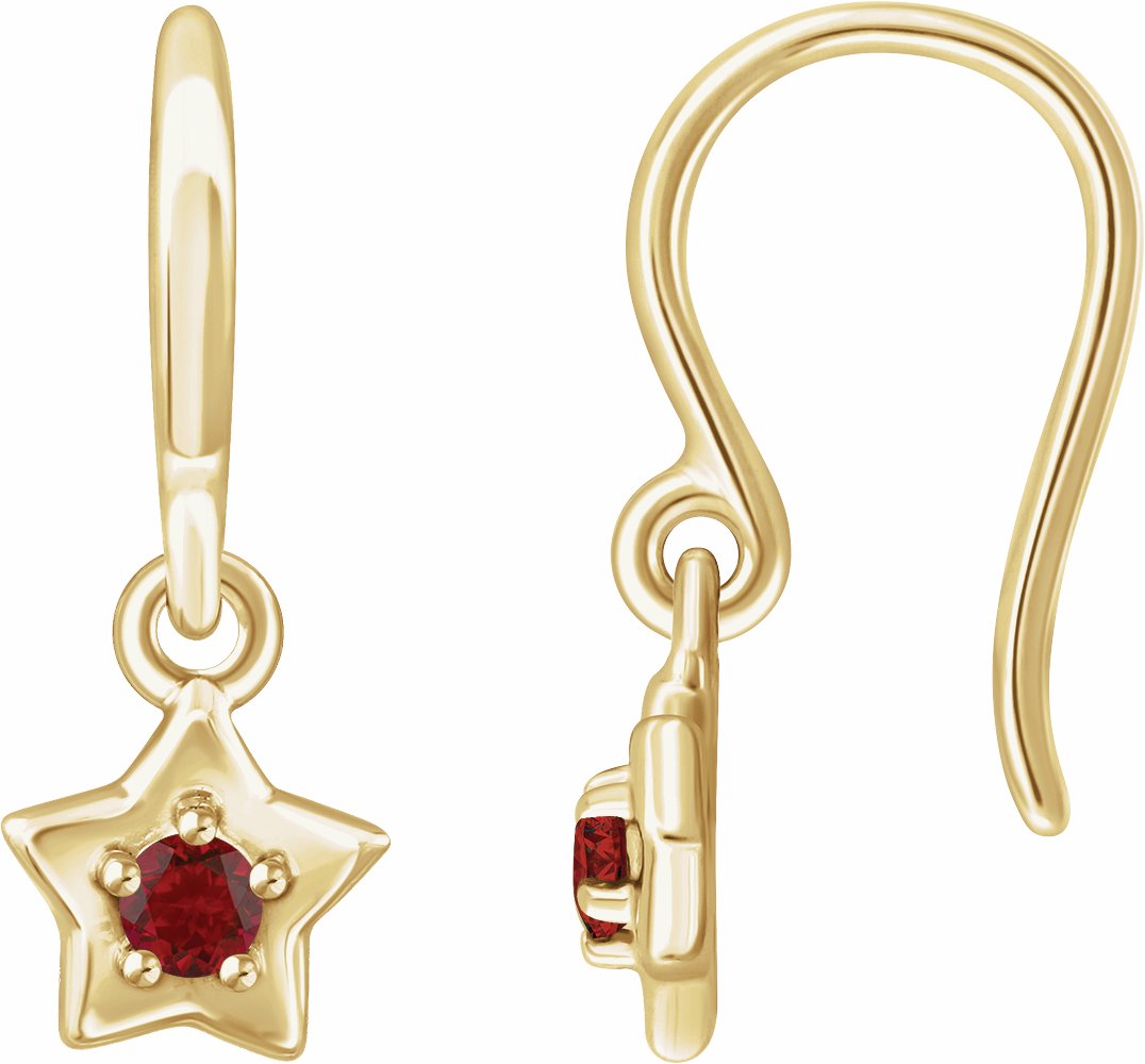 14K Yellow 3 mm Round January Youth Star Birthstone Earrings