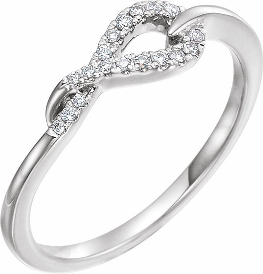 14K White 1/10 CTW Diamond Knot Ring