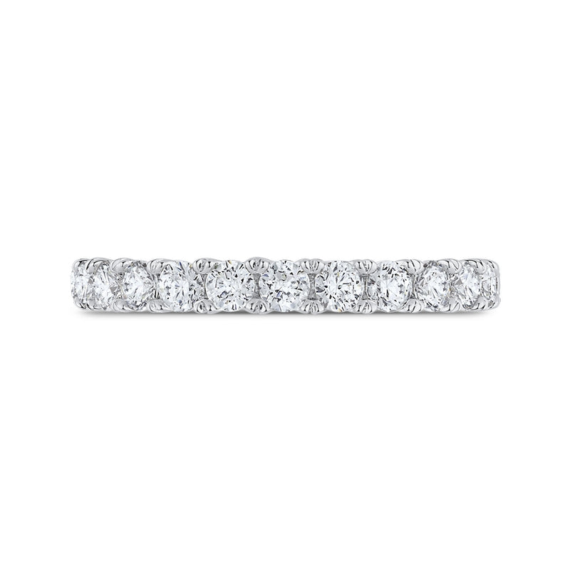 Shah Luxury 14K White Gold Half-Eternity Round Diamond Wedding Band
