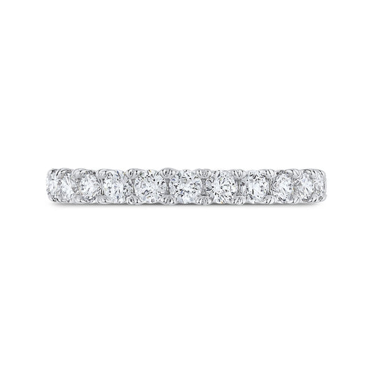 Shah Luxury 14K White Gold Half-Eternity Round Diamond Wedding Band