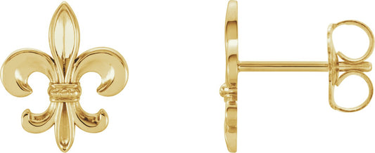 14K Yellow Fleur-De-Lis Earrings