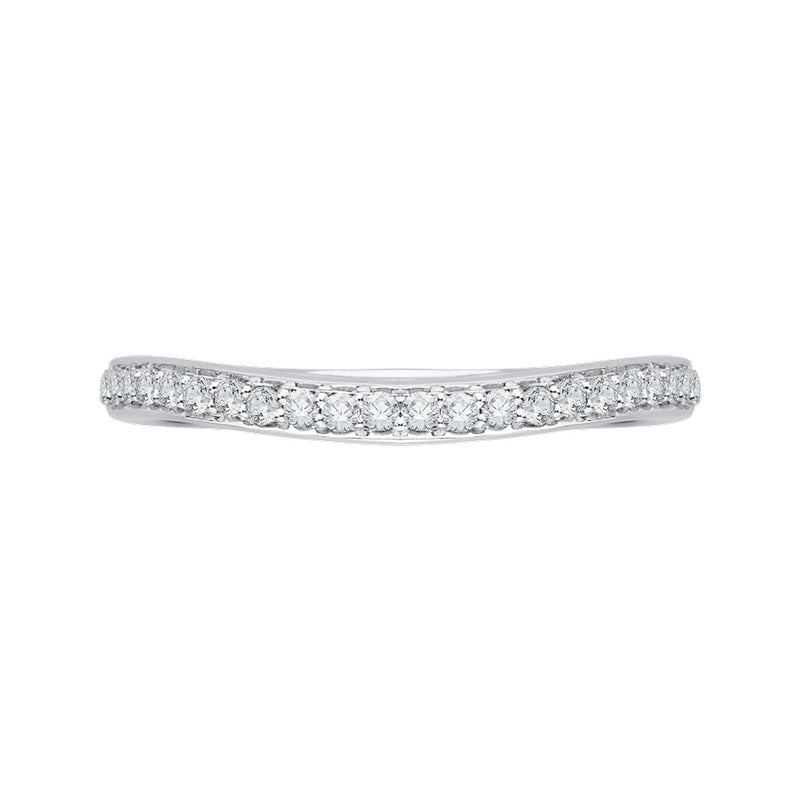 Shah Luxury 14K White Gold Diamond Wedding Band with Euro Shank