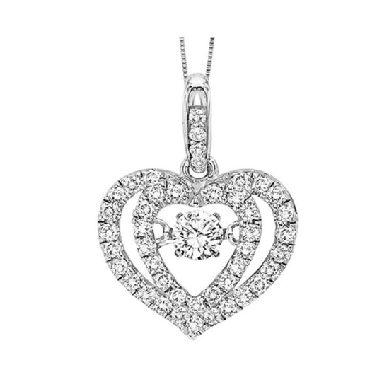 Gems One 10KT White Gold & Diamond Rhythm Of Love Neckwear Pendant   - 1/3 ctw