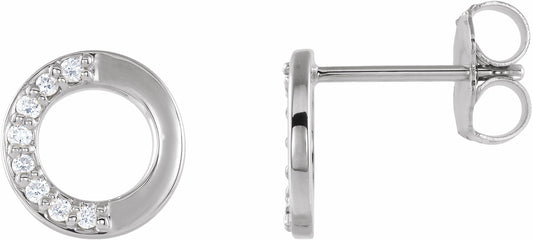 14K White .08 CTW Diamond Circle Earrings
