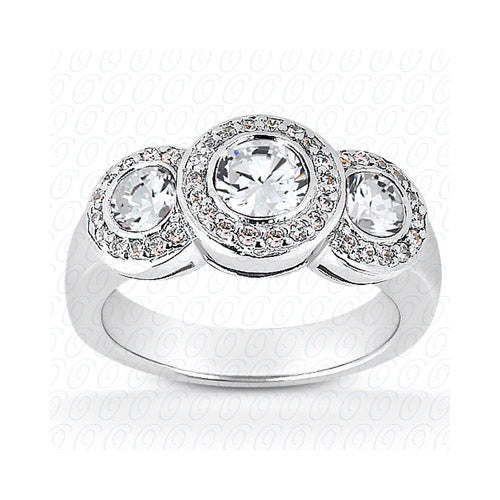 14k White Gold Diamond Semi-Mount 3 Stone Engagement Ring