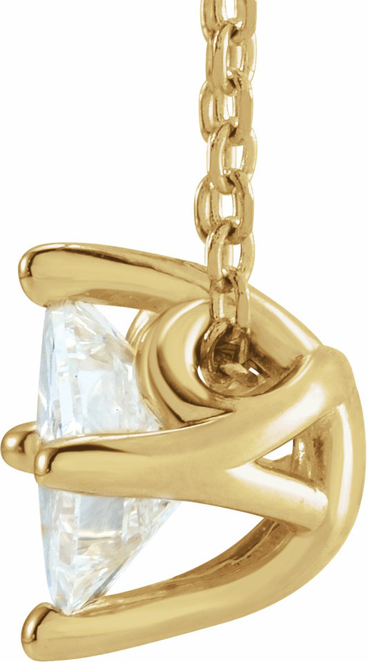 14K Yellow 1/2 CT Diamond Solitaire 16-18 Necklace