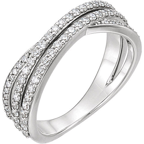 14k White Gold Stuller 5/8ct Diamond Criss Cross Ring