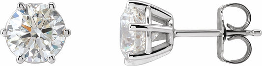 14K White 6.3 mm I1 2 CTW Diamond 6-Prong Wire Basket Earrings