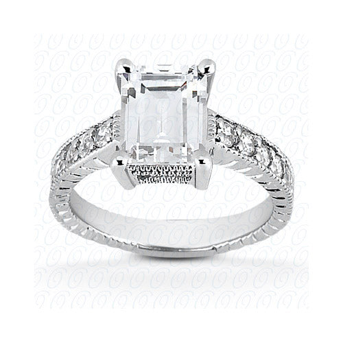 14k White Gold Diamond Semi-Mount Antique Engagement Ring