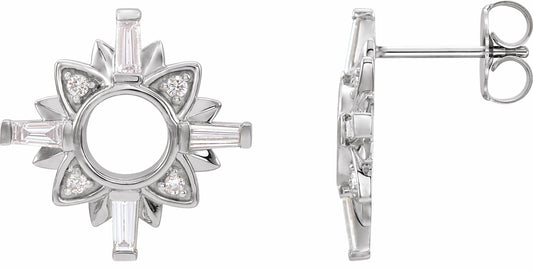 14K White 1/2 CTW Diamond Starburst Earrings