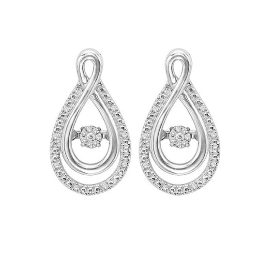 Gems One Silver (SLV 995) Diamond Rhythm Of Love Fashion Earrings  - 1/10 ctw
