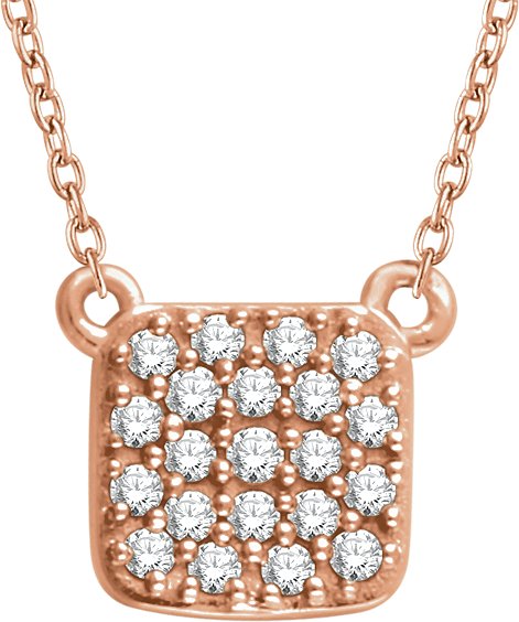14K Rose 1/6 CTW Diamond Square Cluster 16-18 Necklace