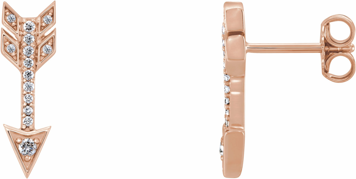 14K Rose 1/6 CTW Diamond Arrow Earrings